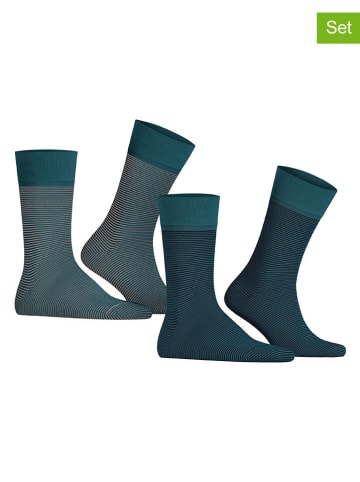 ESPRIT 2er-Set: Socken ''Allover'' in Petrol/ Grau