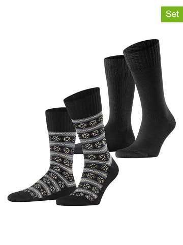 ESPRIT 2-delige set: sokken "Scandi" zwart/grijs/beige