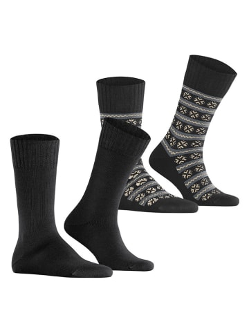 ESPRIT 2-delige set: sokken "Scandi" zwart/grijs/beige