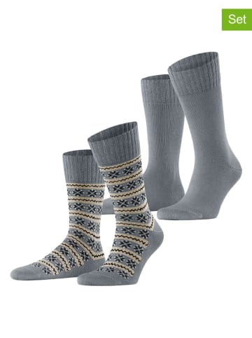 ESPRIT 2-delige set: sokken "Scandi" grijs/zwart/beige