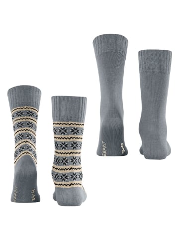 ESPRIT 2-delige set: sokken "Scandi" grijs/zwart/beige
