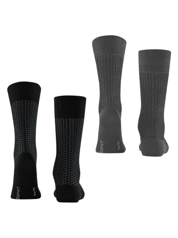 ESPRIT 2-delige set: sokken ''Illusional'' grijs/zwart