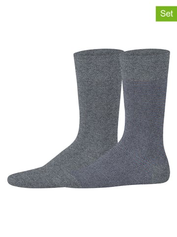 ESPRIT 2er-Set: Socken ''Piqué'' in Grau/ Blau