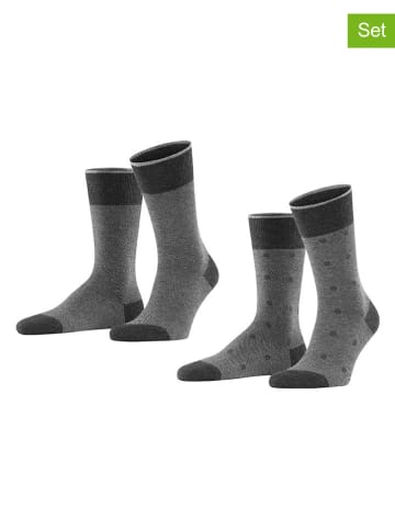 ESPRIT 2-delige set: sokken "Piqué" grijs/zwart