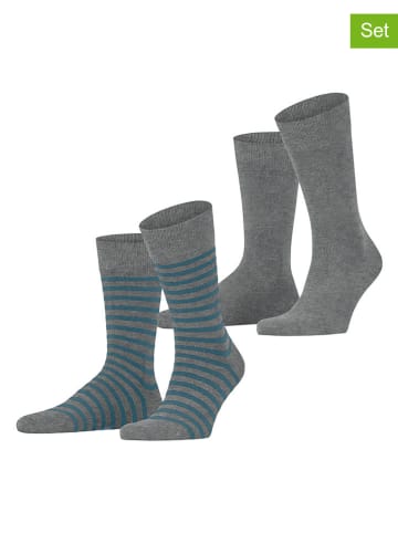 ESPRIT Skarpety (2 pary) "Fine Stripe" w kolorze szaro-niebieskim