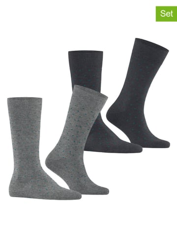 ESPRIT 2er-Set: Socken ''Fine Dot'' in Grau/ Anthrazit