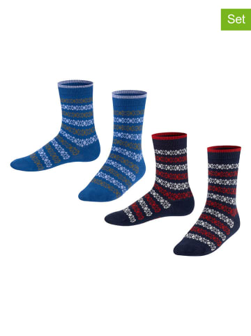 ESPRIT 2er-Set: Socken "Geo Pattern" in Dunkelblau