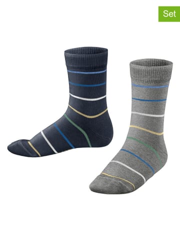 ESPRIT 2-delige set: sokken "Colorful Stripes" grijs/donkerblauw