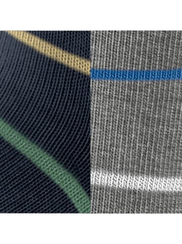 ESPRIT 2-delige set: sokken "Colorful Stripes" grijs/donkerblauw