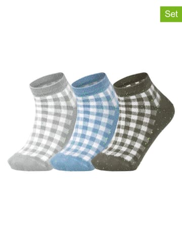 ESPRIT 3er-Set: Socken "Pixel Checks" in Grau/ Hellblau/ Khaki
