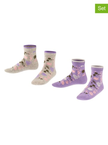 ESPRIT 2er-Set: Socken "Sweet Flower" in Lila/ Beige