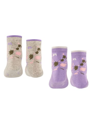 ESPRIT 2er-Set: Socken "Sweet Flower" in Lila/ Beige