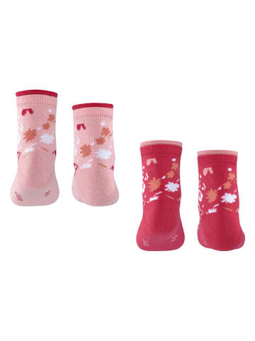 ESPRIT 2er-Set: Socken "Sweet Flower" in Rot/ Rosa