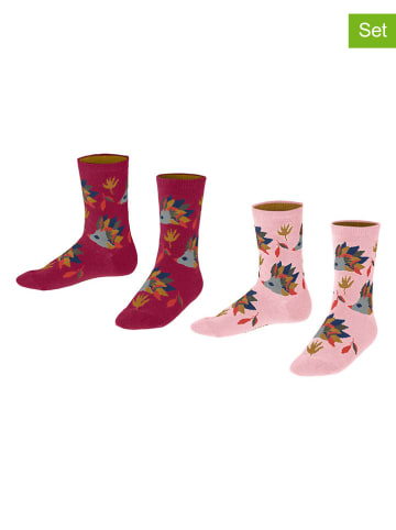 ESPRIT 2er-Set: Socken "Hedgehog" in Rot/ Rosa