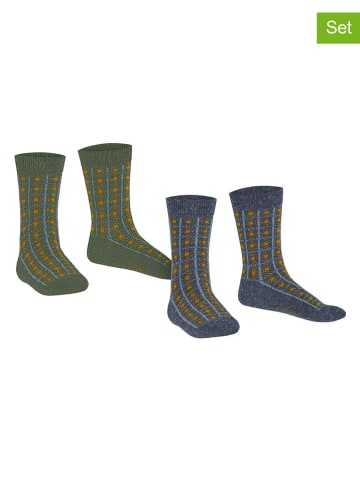 ESPRIT 2er-Set: Socken ''Check'' in Grün/ Blau