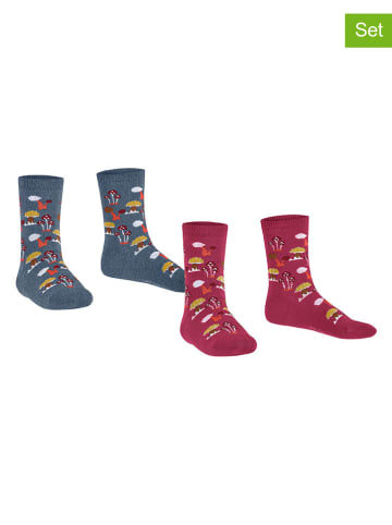 ESPRIT 2er-Set: Socken ''Fungus'' in Rot/ Grau