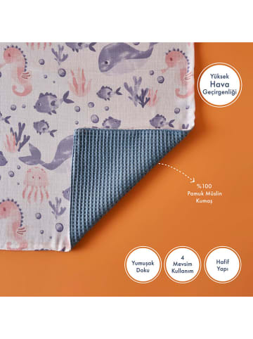 BELLA MAISON Musselin-Babydecke in Blau/ Rosa