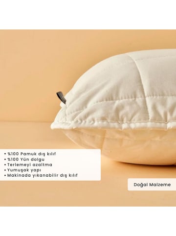 BELLA MAISON Woll-Kopfkissen "Deluxe" in Weiß - (L)50 x (B)70 cm