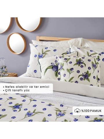 BELLA MAISON 3tlg. Satin-Bettwäscheset "Blueberry" in Blau/ Grün