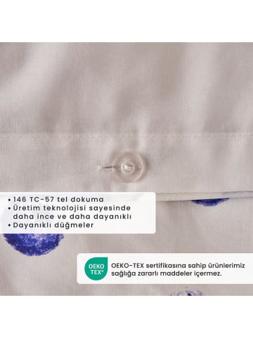 BELLA MAISON 3tlg. Satin-Bettwäscheset "Blueberry" in Blau/ Grün