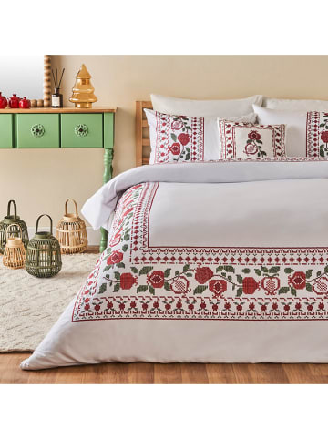 BELLA MAISON 3tlg. Satin-Bettwäscheset "Jolly" in Weiß/ Rot