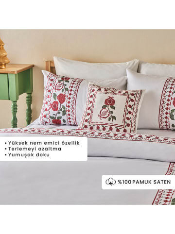 BELLA MAISON 3tlg. Satin-Bettwäscheset "Jolly" in Weiß/ Rot