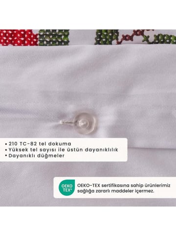BELLA MAISON 3-częściowy komplet pościeli satynowej "Jolly" w kolorze czerwono-białym