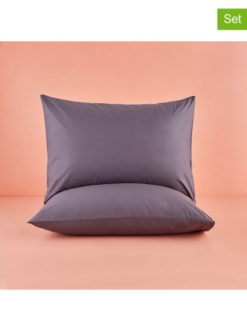 BELLA MAISON 2er-Set: Kissenhüllen "Basic" in Anthrazit- (L)70 x (B)50 cm