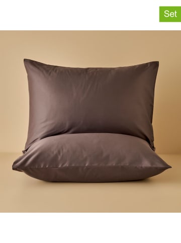 BELLA MAISON 2er-Set: Satin-Kissenhüllen "Supreme" in Braun - (L)50 x (B)70 cm