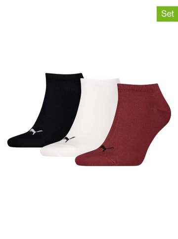 Puma 3er-Set: Socken in Bordeaux/ Weiß/ Schwarz