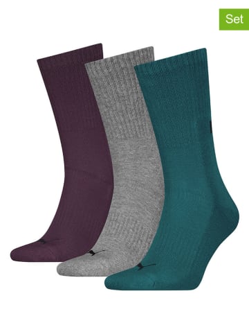 Puma 3er-Set: Socken in Lila/ Grau/ Grün