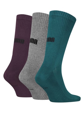 Puma 3er-Set: Socken in Lila/ Grau/ Grün