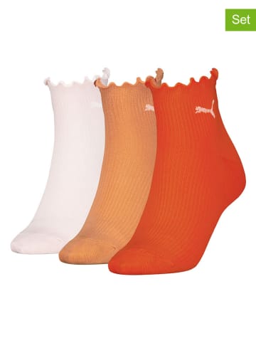 Puma 3er-Set: Socken in Orange/ Weiß