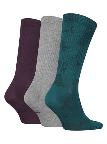 Puma 3er-Set: Socken in Bordeaux/ Grau/ Grün