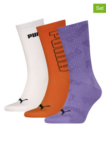 Puma 3er-Set: Socken in Creme/ Orange/ Lila