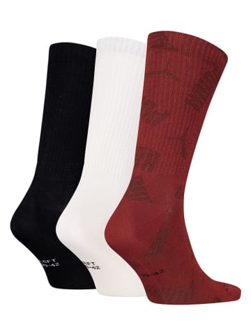 Puma 3er-Set: Socken in Bordeaux/ Weiß/ Schwarz