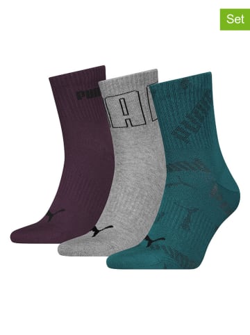 Puma 3er-Set: Socken in Grau/ Lila/ Grün