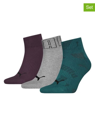 Puma 3er-Set: Socken in Lila/ Grau/ Grün