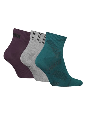 Puma 3er-Set: Socken in Lila/ Grau/ Grün