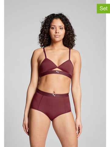 Puma Pełne figi high waist (2 pary) w kolorze bordowym