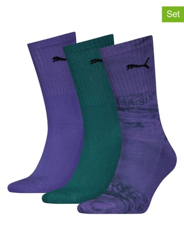 Puma 3er-Set: Socken in Lila/ Grün