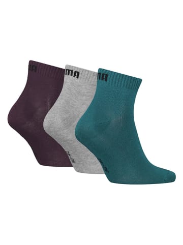 Puma 3er-Set: Socken in Lila/ Grau/ Grün