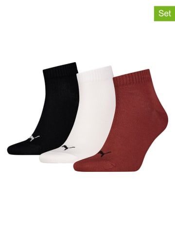 Puma 3er-Set: Socken in Bordeaux/ Weiß/ Schwarz