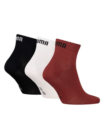 Puma 3er-Set: Socken in Bordeaux/ Weiß/ Schwarz