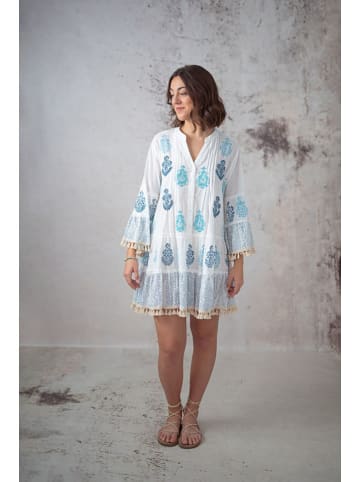 Lula Natura Kleid in Weiß/ Blau