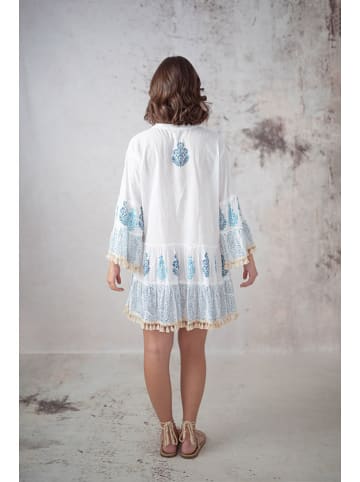 Lula Natura Kleid in Weiß/ Blau