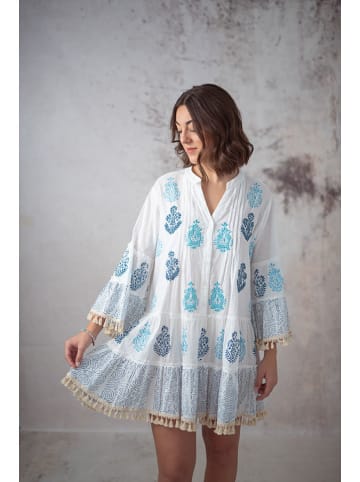 Lula Natura Kleid in Weiß/ Blau