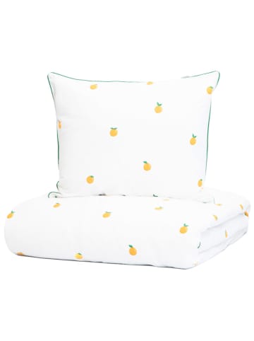 Homla Beddengoedset "Orangie" wit/geel - (L)160 x (B)200 cm