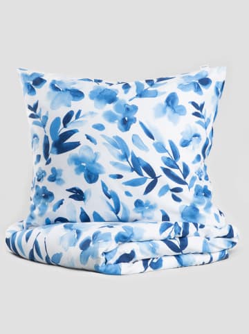 Homla Mikrofaser-Bettwäsche-Set "Madog" in Blau/ Weiß - (L)140 x (B)200 cm
