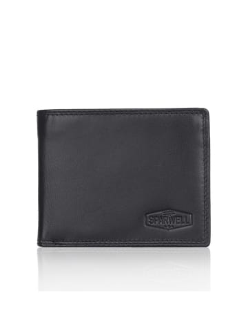 SPARWELL Leder-Geldbörse "Grayson 026" in Schwarz - (B)12,5 x (H)9,5 x (T)2,5 cm